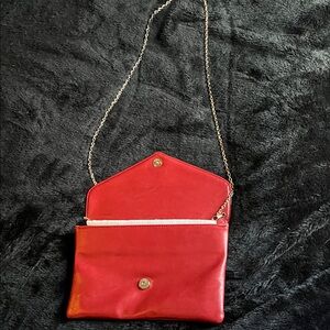 Elegant Red Chain Strap Clutch
